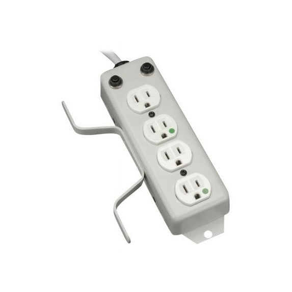 Tripp Lite Power Strip Hospital Medical Cord Wrap Drip Shield 4 Outlet 10' Cord - Power strip - 15 A - AC 120 V - input: NEMA 5-15 - output connectors: 4 - 10 ft cord - white