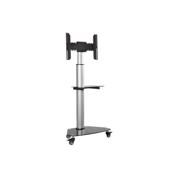 Tripp Lite by Eaton Premier Rolling TV Cart for 37" to 70" Displays, Black Glass Base and Shelf, Locking Casters