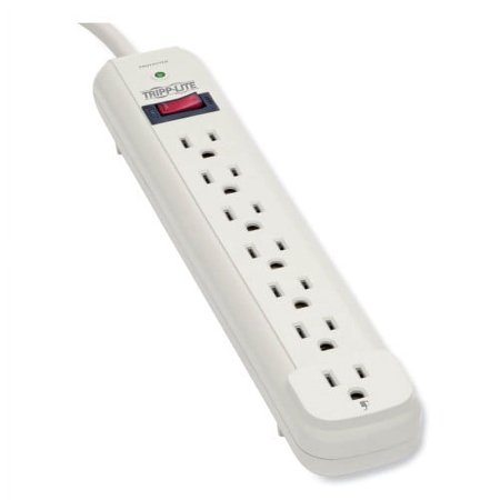 Tripp Lite Protect It! Surge Protector, 7 AC Outlets, 25 ft Cord, 1,080 J, Light Gray, Each