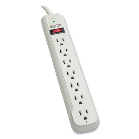Tripp Lite Protect It! Surge Protector, 7 AC Outlets, 6 ft Cord, 1,080 J, Light Gray, Each