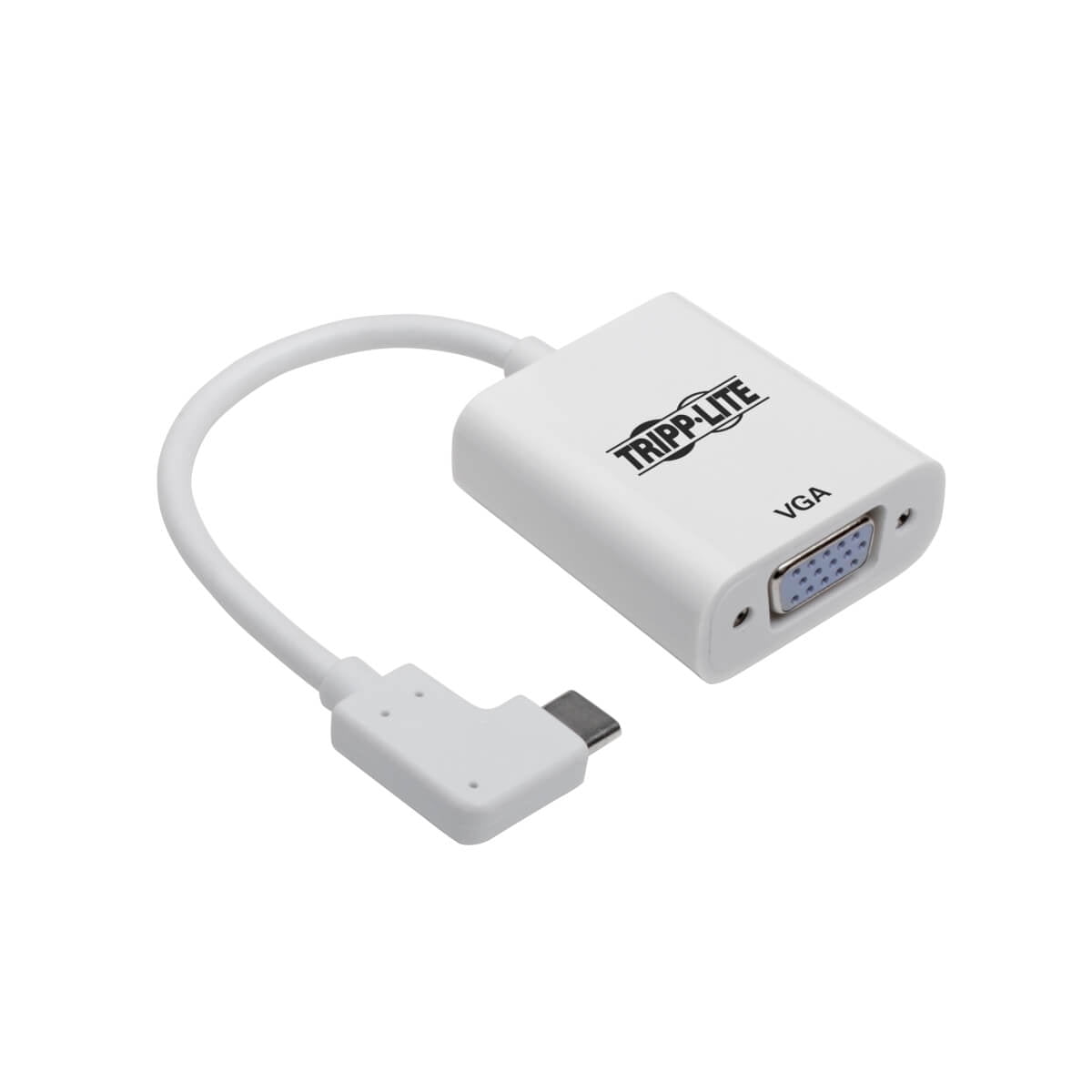 Tripp Lite Right-angle C To Vga Adapter Cable Type-c M/f White 1080p 6in 5 Gbps - External Video Adapter - Type-c 3.1 - Vga - White