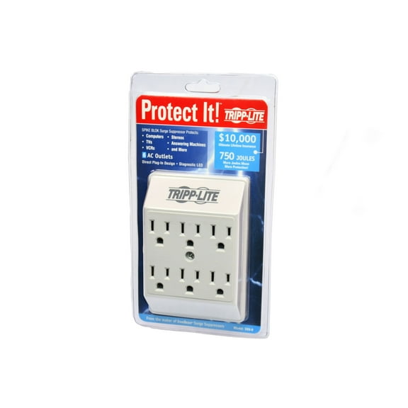 Tripp Lite SK6-0 6-Outlet Direct Plug-In Surge Protector Suppressor - Receptacles 6 x NEMA 5-15R - 540J - SK6-0