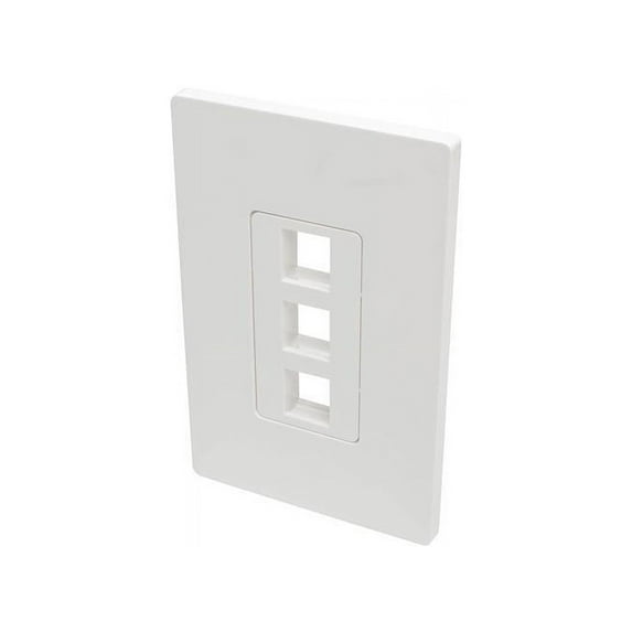 Tripp Lite Single-Gang 3-Port Universal Keystone Wall Plate, Cat5/6/6a, USB, HDMI, DisplayPort, RCA, White (N080-103)