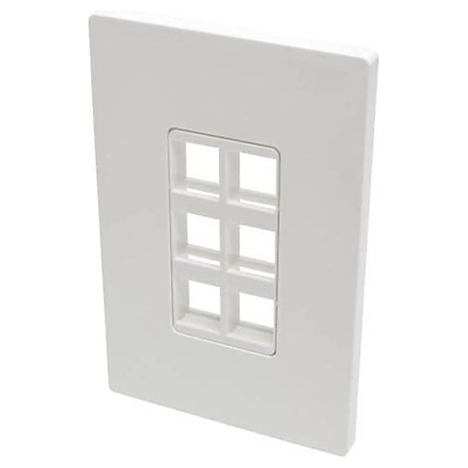 6-Port Single-Gang Universal Keystone Wallplate, White