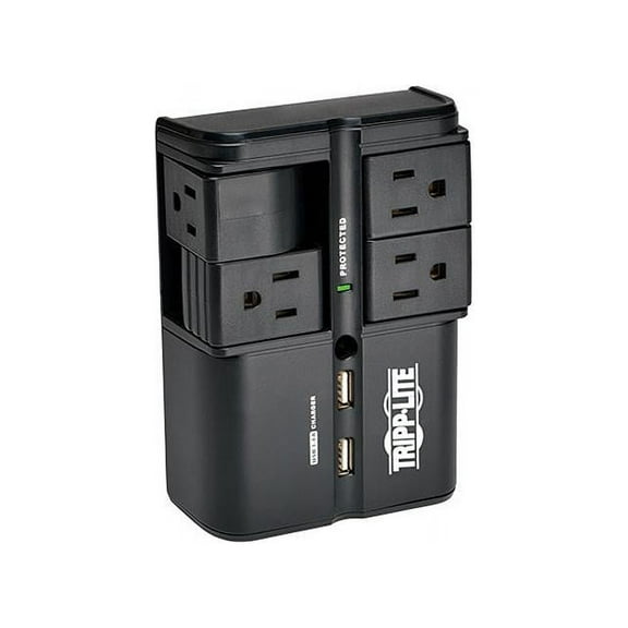 Tripp Lite Sk40rusbb 4-outlet Rotatable Surge Protector With 2 Usb Ports