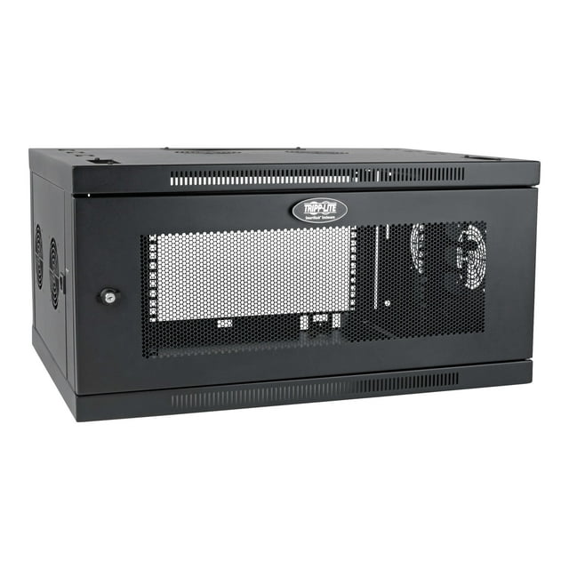 Tripp Lite SmartRack 6U Low-Profile Switch-Depth-Plus Wall-Mount Rack Enclosure Cabinet, Wide - Rack enclosure cabinet - wall mountable - black - 6U - 19"
