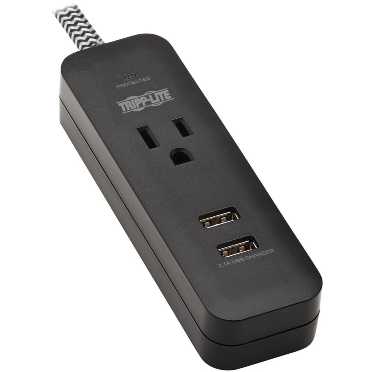 Tripp Lite Surge Protector Power Strip 1-Outlet with 2 USB Ports 2.1A 4ft Cord (tlp104usb)