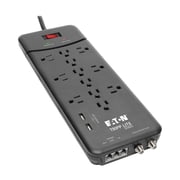 Tripp Lite TLP128TTUSBB Protect It! 12-Outlet Surge Protector with 2 USB Ports, 8ft Cord