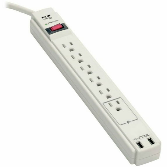 Tripp Lite Surge Protector Power Strip 120V USB 6 Outlet 6' Cord 990 Joule