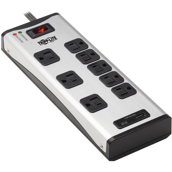 Tripp Lite Surge Protector Power Strip 8-Outlet Metal with USB-A & USB C Charging (tlm88usbc)