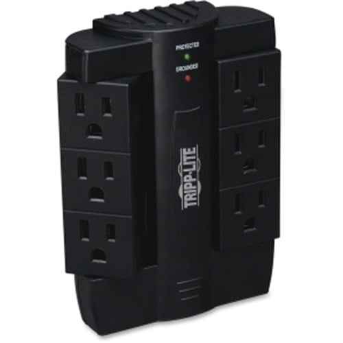 tripp lite surge protector swivel 6 outlet wallmount direct plug in 120v bk - 6 x nema 5-15r - 1500 j - 120 v ac input - 120 v ac output