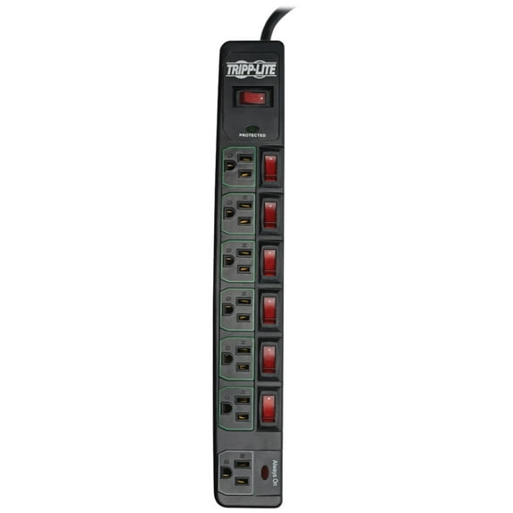 Tripp Lite TLP76MSGB ECO-Surge 7-Outlet Surge Protector with 6 Individually Controlled Outlets, 6ft Cord