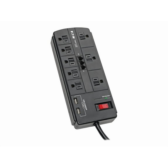 Tripp Lite TLP88TUSBB Protect It! 8-Outlet Surge Protector with 2 USB Ports , 8ft Cord (Telephone/Modem)