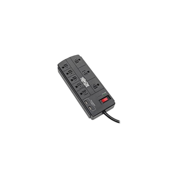 Tripp Lite TLP88USBB Protect It! 8-Outlet Surge Protector with 2 USB Ports, 8ft Cord (Without Telephone/Modem)
