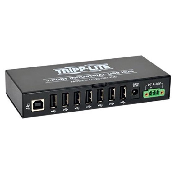 Tripp Lite U223-007-IND 7 Port Rugged Industrial USB 2.0 Hi Speed Hub w 15KV ESD Immunity and metal case, Mountable