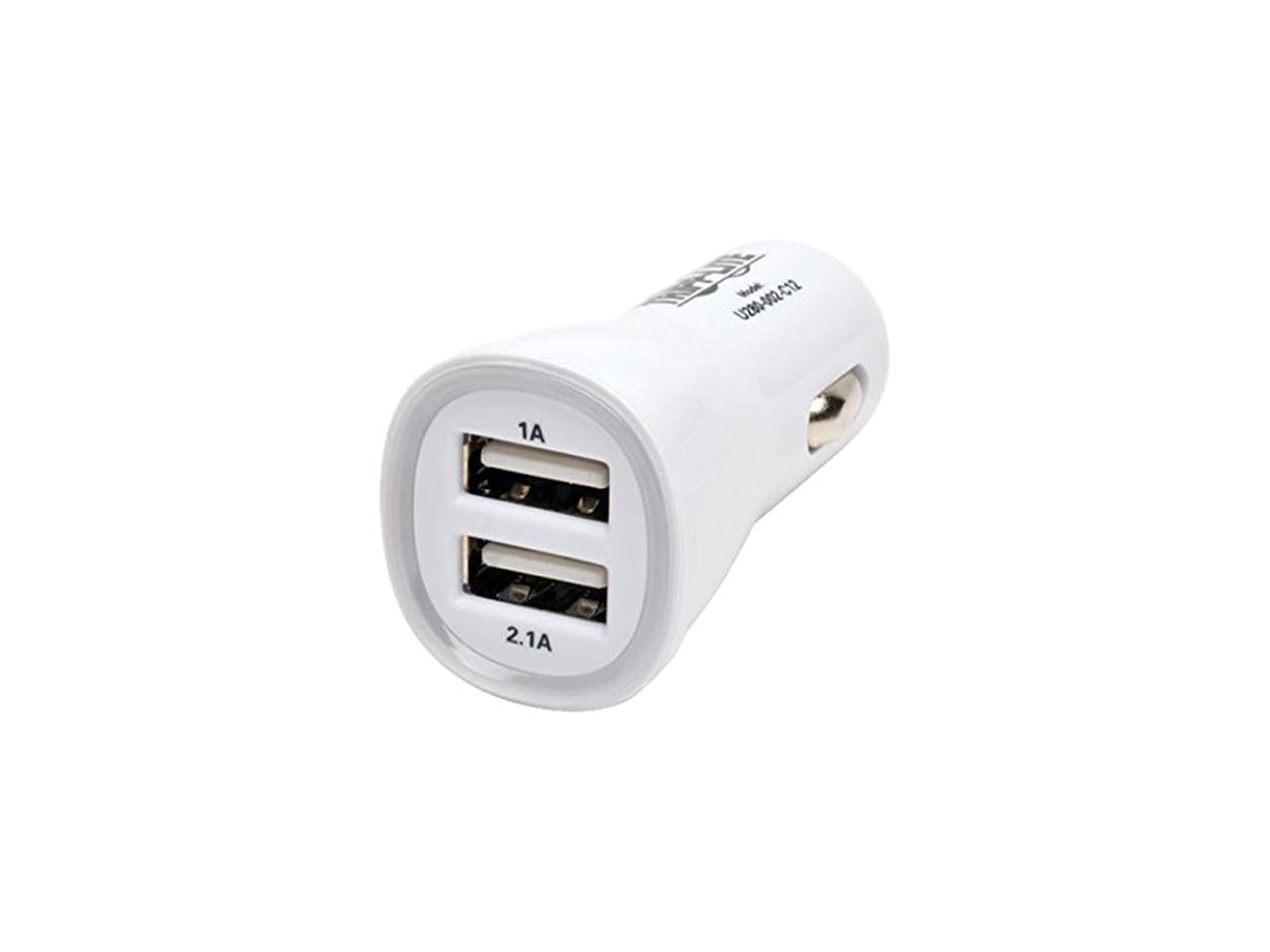 Eaton Tripp Lite Series Dual USB Tablet Phone Car Charger High Power Adapter 5V / 3.1A 15.5W - Car power adapter - 3.1 A - 2 output connectors (USB) - white