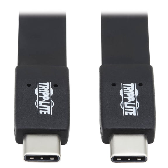Tripp Lite Usb C Flat Cable (m/m) - Usb 3.1 Gen 2 (10 Gbps), 5a Rating, Thunderbolt 3 Compatible, Black, 0.4 M - Usb Cable - Usb-c (m) To Usb-c (m) - Usb 3.1 Gen 2 / Thunderbolt 3 - 5 A - 1.3 Ft -