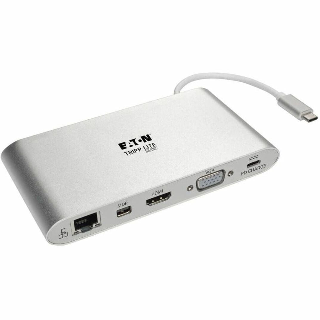 Tripp Lite USB-C Docking Station w/HDMI, VGA, mDP, USB-A, Gb Ethernet, SD, 3.5 mm & PD Charging, Thunderbolt 3 Compatibl