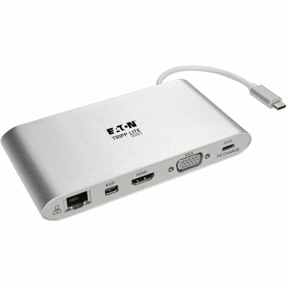 Tripp Lite USB-C Docking Station w/HDMI, VGA, mDP, USB-A, Gb Ethernet, SD, 3.5 mm & PD Charging, Thunderbolt 3 Compatibl