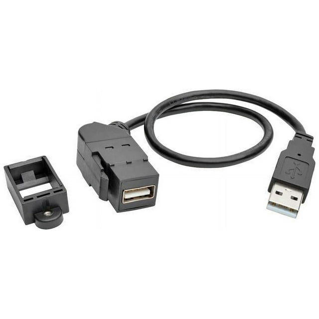 Tripp Lite USB 2.0 Keystone Panel Mount Extension Coupler Cable (M/F) Angled 1ft (U024-001-KPA-BK)