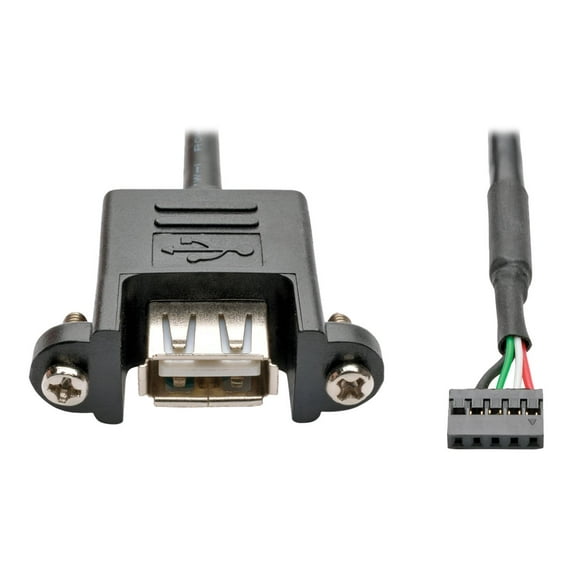 Tripp Lite USB 2.0 Panel Mount Cable 5 Pin Motherboard IDC USB-A F/F 1'