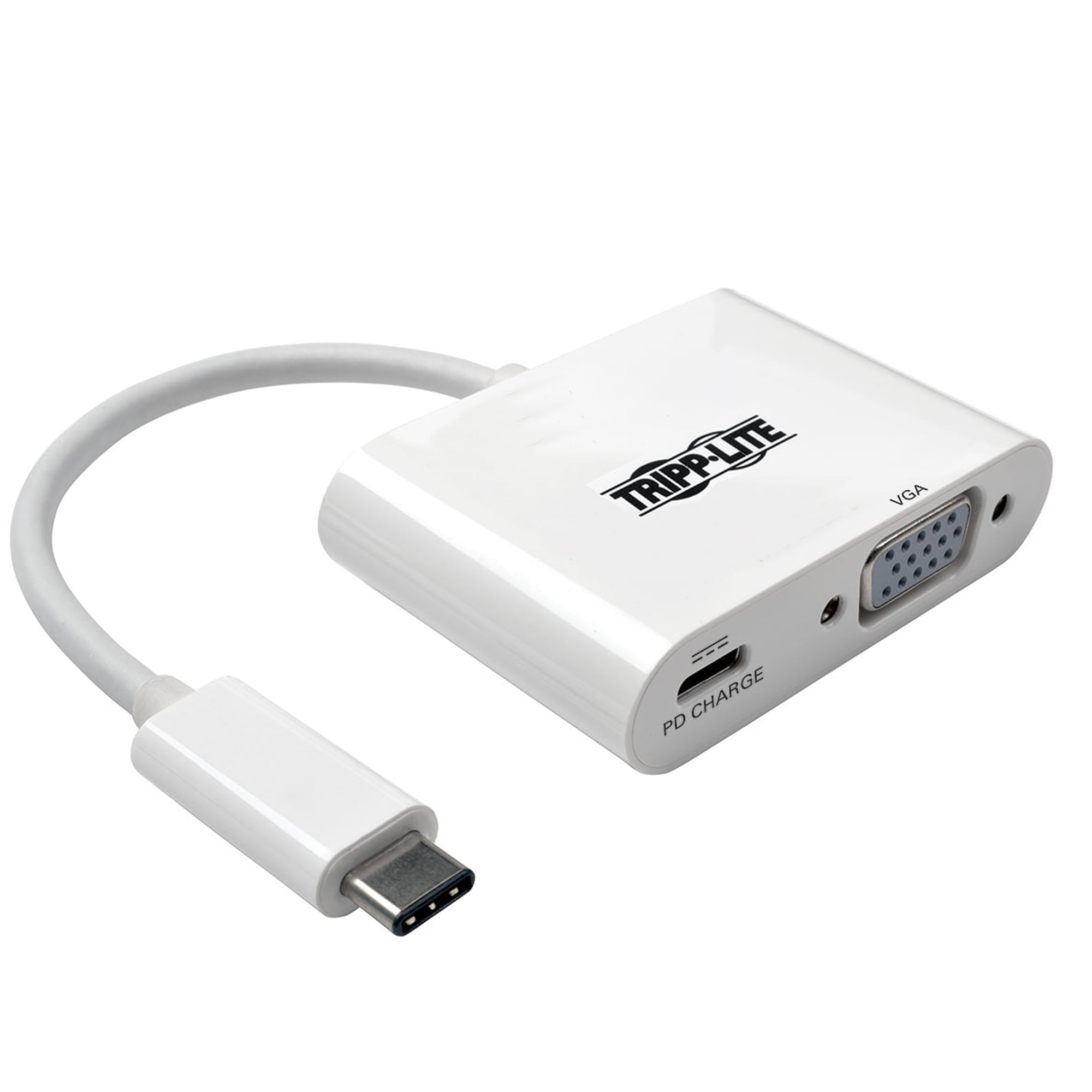 Tripp Lite USB 3.1 Gen 1 USB-C to VGA Adapter with USB-C PD Charging Port, Thunderbolt 3 Compatible, 1080p