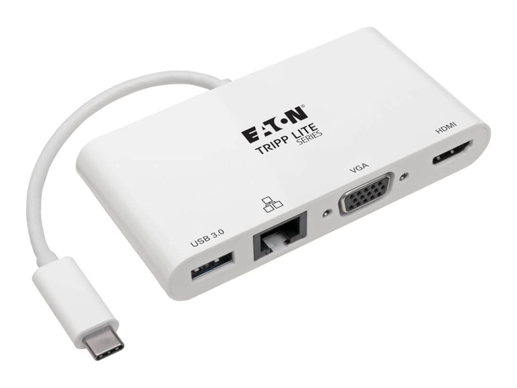 Tripp Lite USB C 4K Docking Station Adapter HDMI VGA Gbe USB-A White