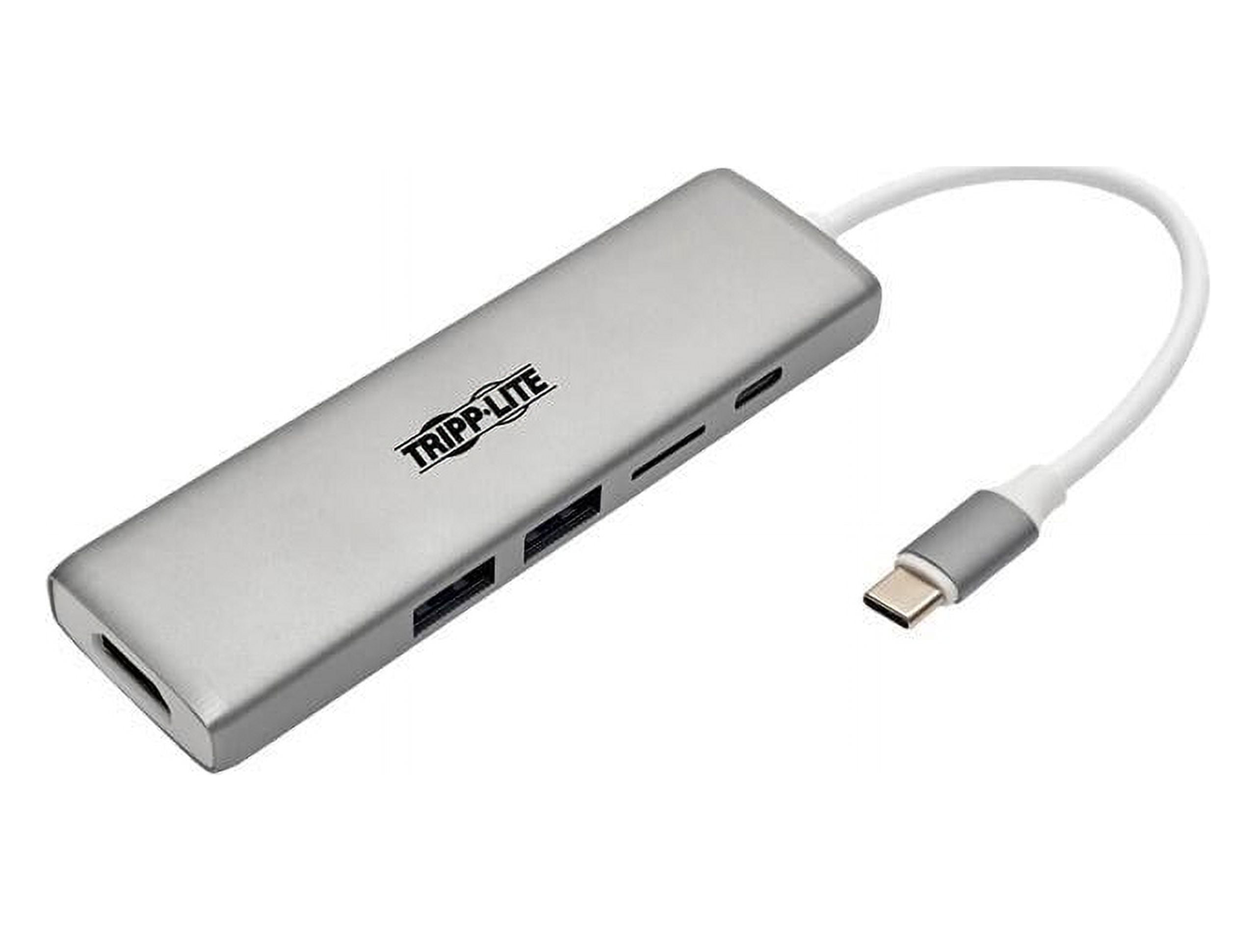 Tripp Lite U442-DOCK10-S USB-C Docking Station, 4K @ 30 Hz, HDMI, Thunderbolt 3, PD Charging, Micro SD - Silver