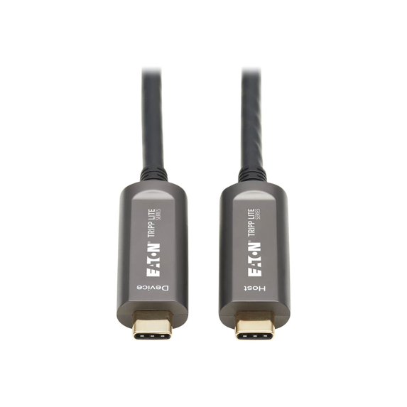 Tripp Lite USB-C Fiber (10 Gbps) Data Cable, Backward Compatible USB 3.2 Active Optical Cable, Male to Male, Plenum-Rated for Wall Installations, 33 Feet / 10 Meters, 3-Year Warranty (U420F-10M-D321)