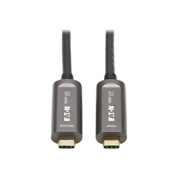 Tripp Lite USB-C Fiber (10 Gbps) Data Cable, Backward Compatible USB 3.2 Active Optical Cable, Male to Male, Plenum-Rated for Wall Installations, 33 Feet / 10 Meters, 3-Year Warranty (U420F-10M-D321)