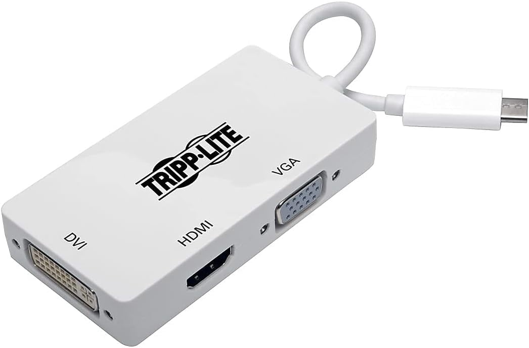 Tripp Lite USB C to HDMI / DVI / VGA Multiport Adapter Converter UHD 4Kx2k @ 30Hz, Thunderbolt 3 Compatible, USB Type C to HDMI, USB-C, USB Type-C (U444-06N-HDV4K)