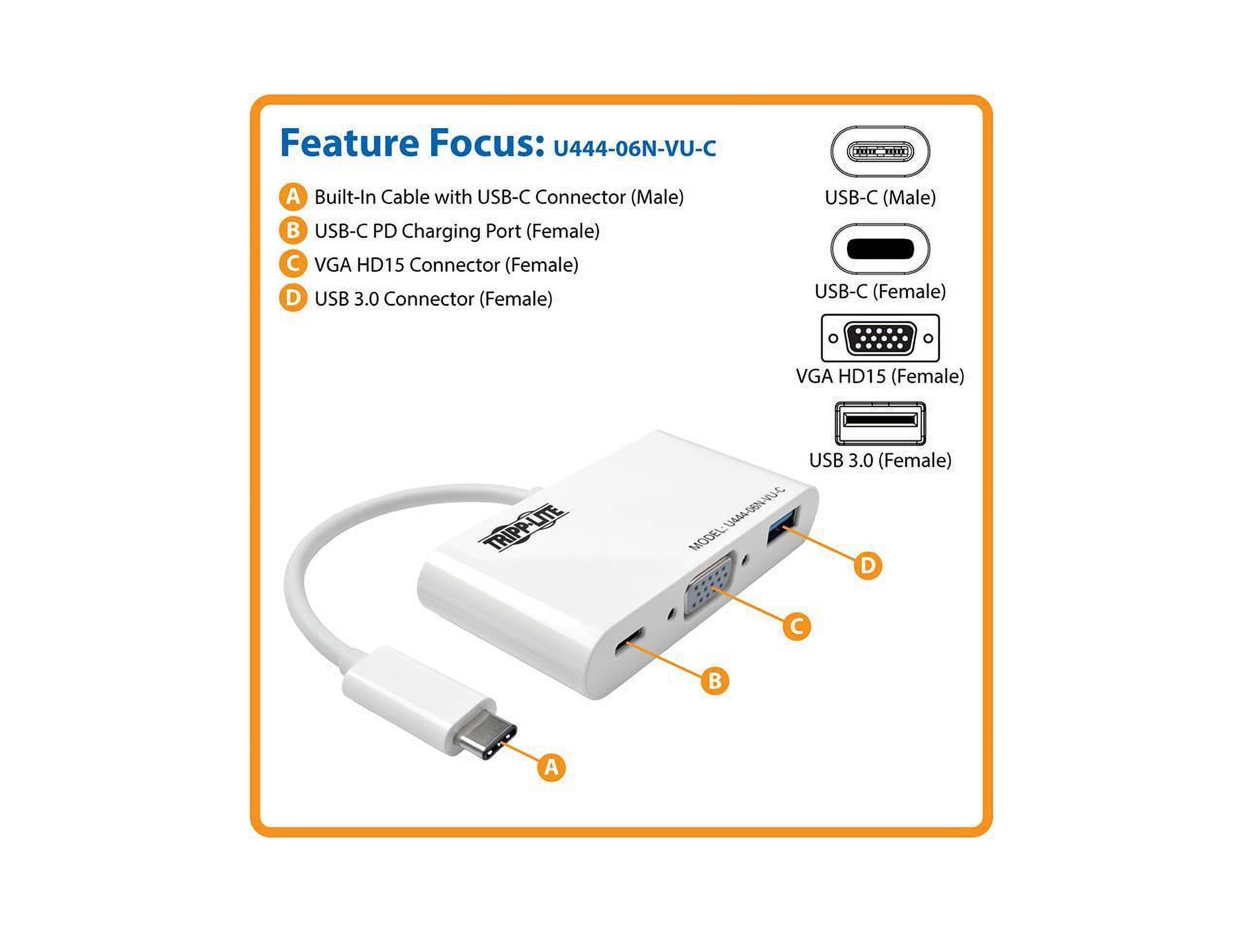 Tripp Lite USB C to VGA Multiport Adapter w/ PD Charging USB Type C to