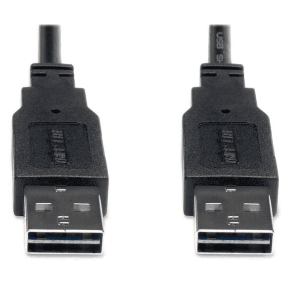 Tripp Lite USB Cable Type A Male to Male 3ft USB 2.0 Reversible 480Mbps Black UR020-003 Gold