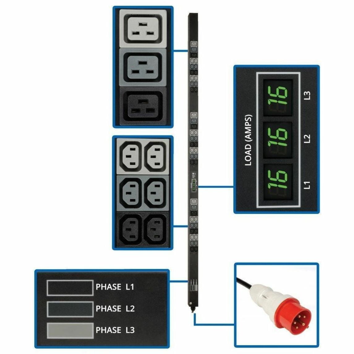 Tripp Lite Metered Pdu3xmv6g20 45-outlets 11.5kva Pdu - 9 X Iec 60320 C19, 36 X Iec 60320 C13 - 11.50 Kva - Zero U Vertical Rackmount (pdu3xmv6g20)