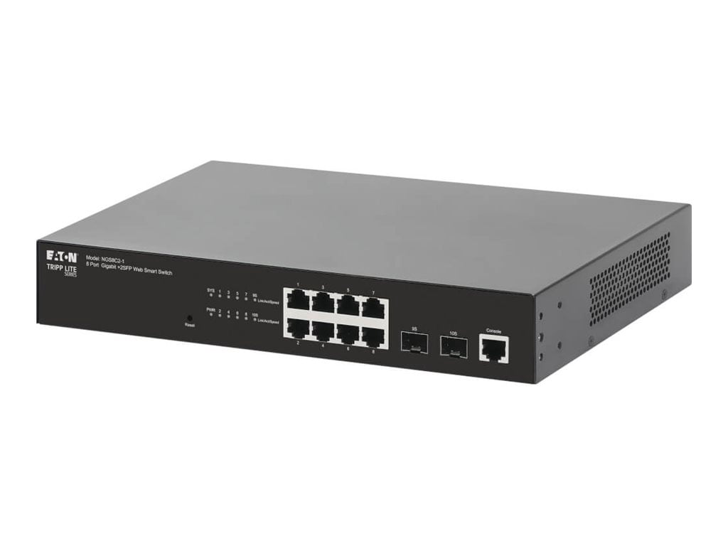 Tripp Lite series 8-Port Managed Gigabit Ethernet Switch - Layer 2, 1 Gbps, 2x GbE SFP Ports, 1U Rack/Desktop (ngs8c2-1)