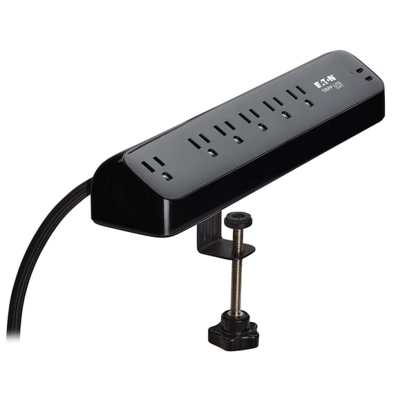 Tripp Lite by Eaton 6-AC Outlet and 2-USB Port 900-Joules Protect It Desk Clamp Surge Protector Power Strip, 10-Ft. Braided Cord, TLP610U30CLAMPB