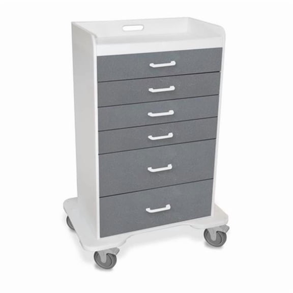 TrippNT 51079 Silver Metallic Polyethylene Locking 6 Drawer Procedure Cart - 31 x 48 x 20 in.