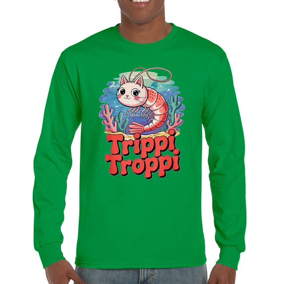 Trippi Troppi Shrim Cat Long Sleeve T-shirt Italian Brainrot Gen Z Alpha Meme