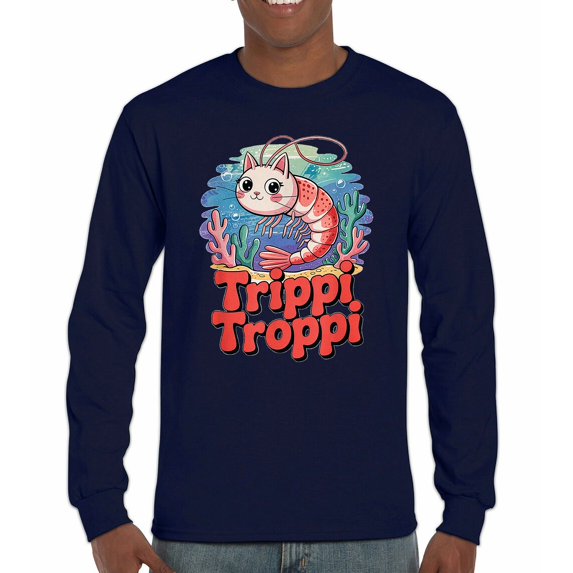 Trippi Troppi Shrim Cat Long Sleeve T-shirt Italian Brainrot Gen Z Alpha Meme