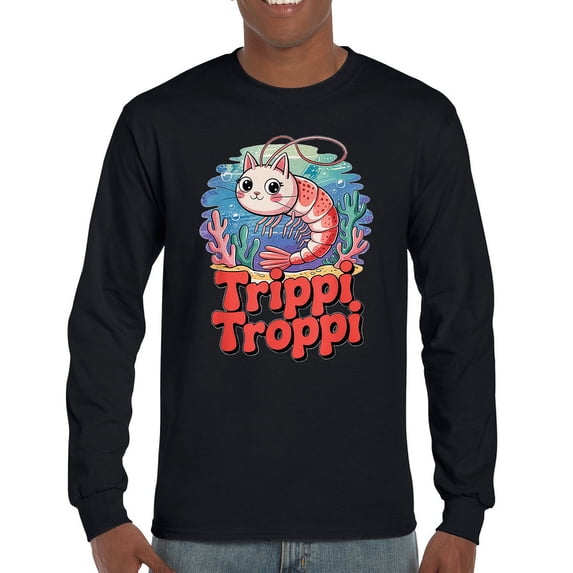 Trippi Troppi Shrim Cat Long Sleeve T-shirt Italian Brainrot Gen Z Alpha Meme