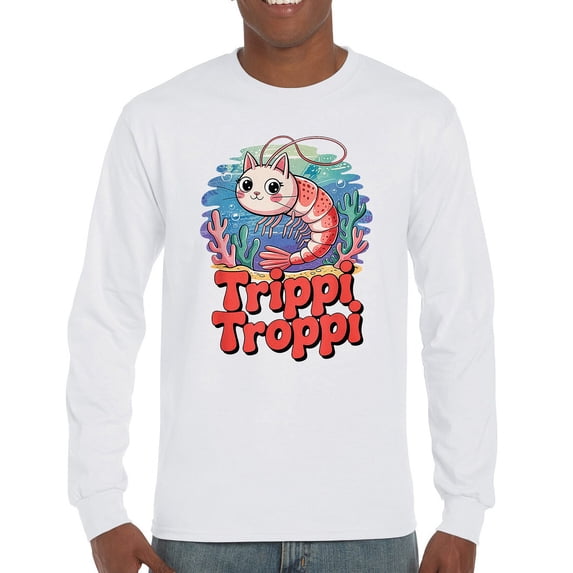 Trippi Troppi Shrim Cat Long Sleeve T-shirt Italian Brainrot Gen Z Alpha Meme
