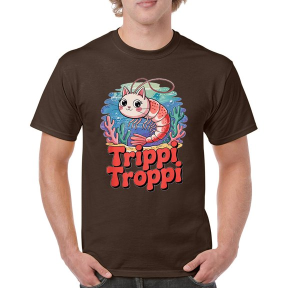 Trippi Troppi Shrim Cat T-shirt Italian Brainrot Gen Z Alpha Meme Men's Tee