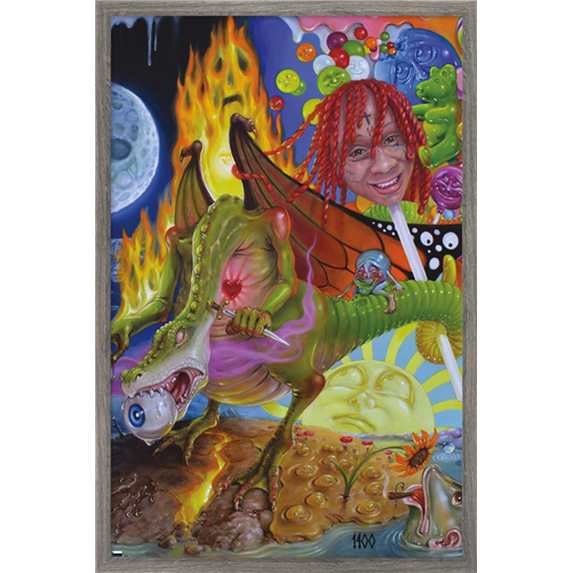 Trippie Redd - Trip at Knight Album Cover Wall Poster, 14.725" x 22.375" Framed