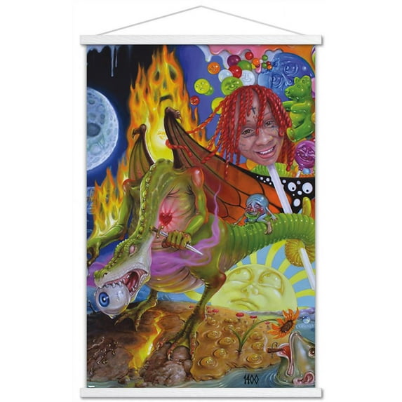 Trippie Redd - Trip at Knight Album Cover Wall Poster with Magnetic Frame, 22.375" x 34"