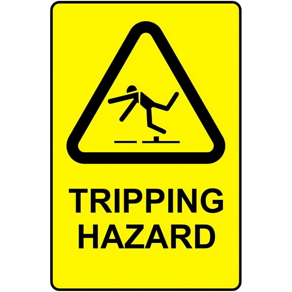 Tripping Hazard Metal Tin Sign - 8"x12", Industrial/Commercial Decor for Workshops, Hallways, Safety Zones