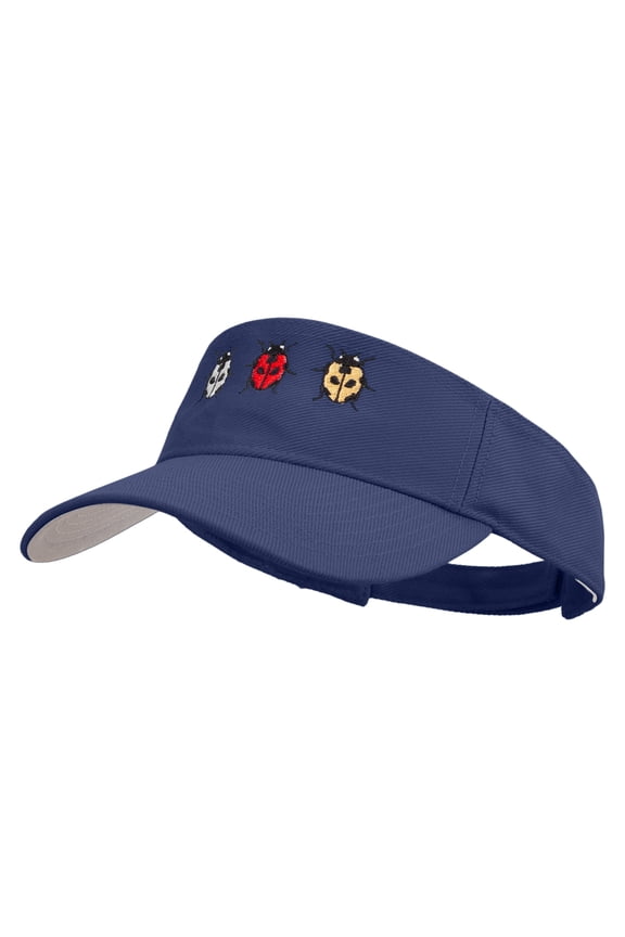 Tripple ladybug Embroidered Cotton Sports Visors - Royal OSFM