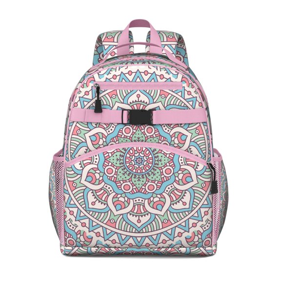 Trippy Abstract Geometric School Backpack Adjustable Padded Straps Chest Buckle Spacious Durable Backpack For Elementary School