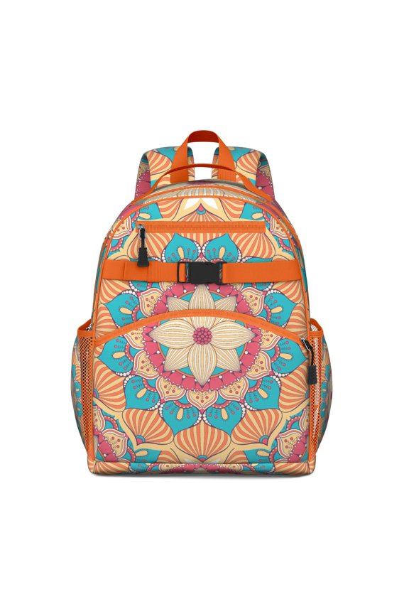 Trippy Abstract Geometric School Backpack Adjustable Padded Straps Chest Buckle Spacious Durable Backpack For Elementary School