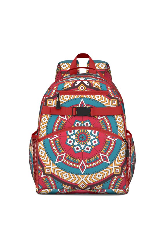 Trippy Abstract Geometric School Backpack Adjustable Padded Straps Chest Buckle Spacious Durable Backpack For Elementary School