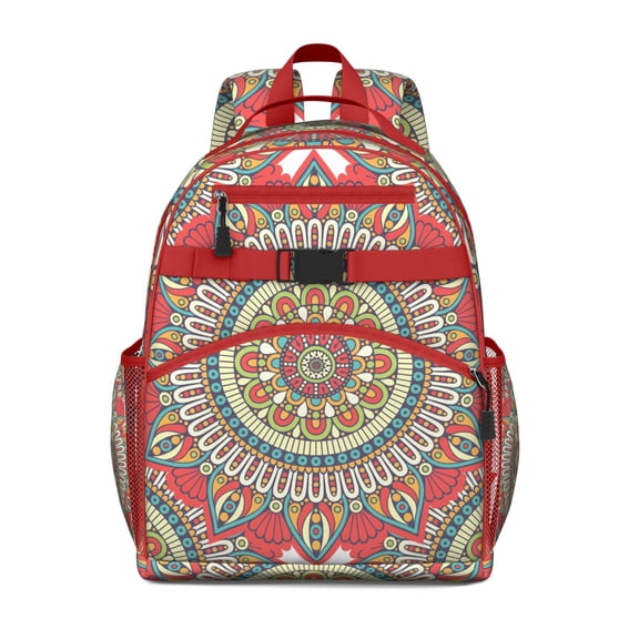 Trippy Abstract Geometric School Backpack Adjustable Padded Straps Chest Buckle Spacious Durable Backpack For Elementary School